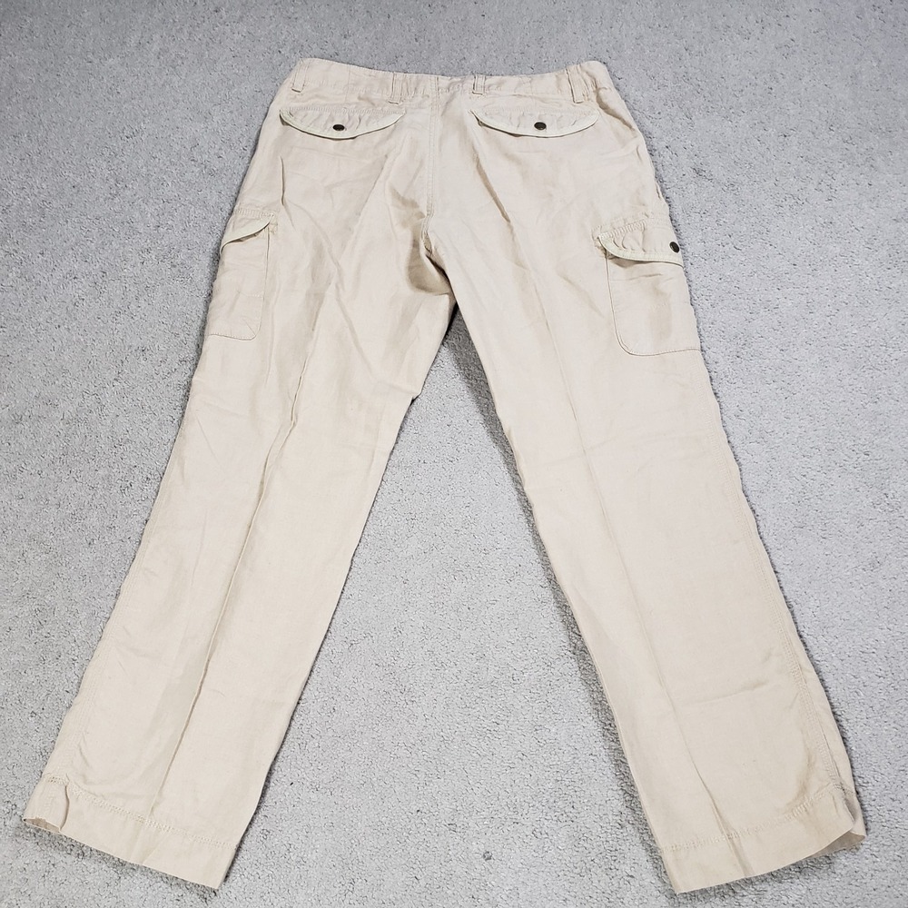 LL Bean Womens 14 Linen Blend Favorite Fit Cargo Pants Straight Leg 35" x 30" - Picture 3 of 10